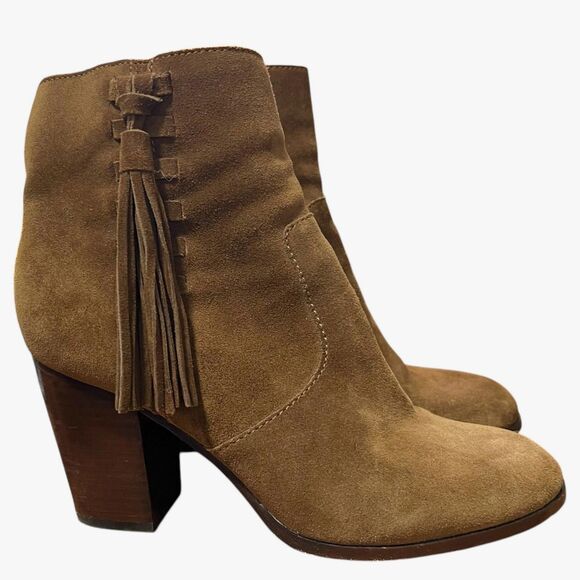 Frye Myra Tassel Lace Chestnut Leather Suede Booties 7.5 - Picture 3 of 10